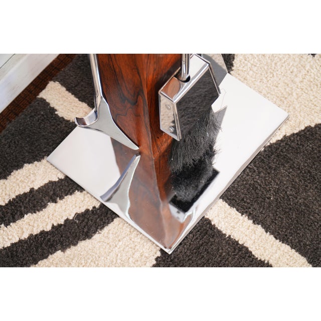 1960s Alessandro Albrizzi Rosewood & Chrome Fireplace Toolset - Italy For Sale - Image 9 of 10
