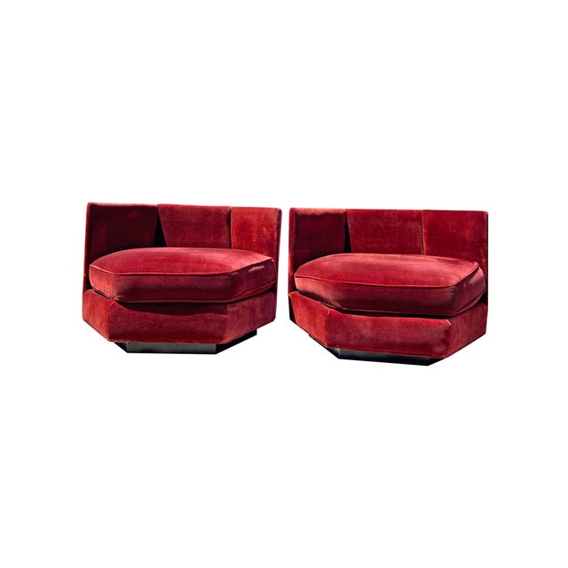 Mid Century Modern Vintage Pair Chairs in Milo Baughman Style Design For Sale - Image 9 of 11