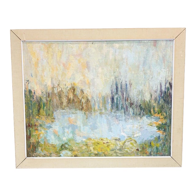 Mid 20th Century Original Oil Painting on Board Signed on the Bottom, Framed For Sale