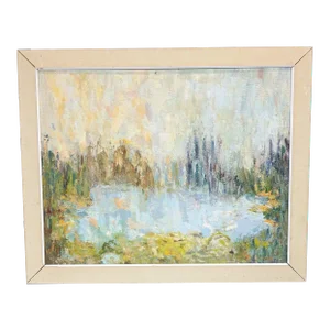 Mid 20th Century Original Oil Painting on Board Signed on the Bottom, Framed