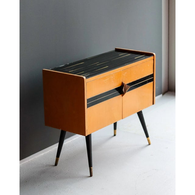 Wood Vintage Bedside or End Table with Glass Top from Diele&Flur, Germany, Late 1950s For Sale - Image 7 of 7