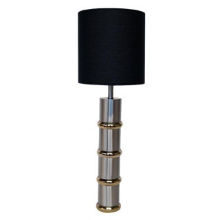 Brushed Steel & Brass Cylinder Lamp For Sale