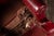 Animal Skin Vintage Leather Wingback Armchair in Red For Sale - Image 7 of 8