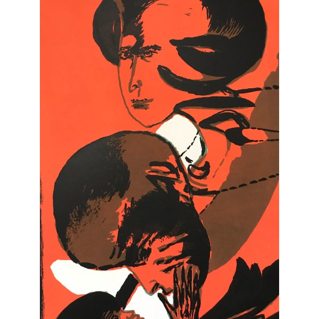Mid Century Italian Limited Edition Lithograph Signed by Italian Modernist Artist Remo Brindisi For Sale - Image 4 of 5