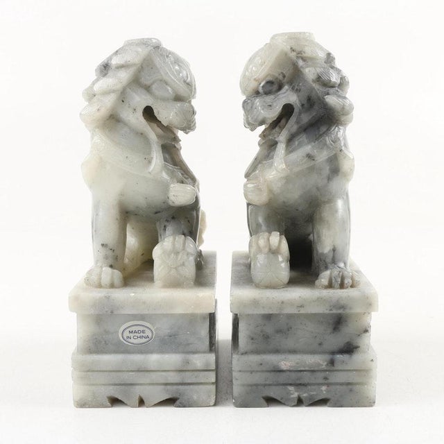 Vintage Chinese Gray Solid Soapstone Foo Dog Bookends a Pair Chairish