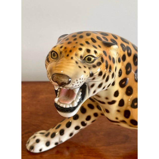 Mid 20th Century Hollywood Regency Italian Giovanni Ronzan Porcelain Leopard For Sale - Image 5 of 11