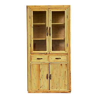 Vintage Boho 5 Strand Bamboo Cabinet For Sale