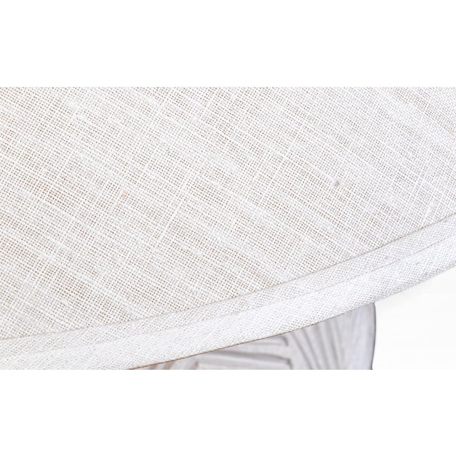 Wood Vintage Postmodern Carved White Plaster Meiping Vase Form Table Lamp With Linen Empire Shade For Sale - Image 7 of 12