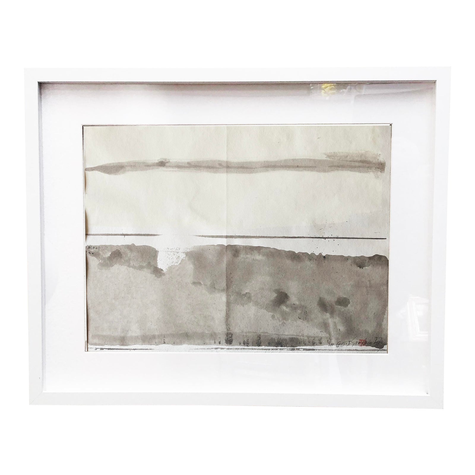 Abstract Acrylic Painting On Japanese Paper Framed Chairish