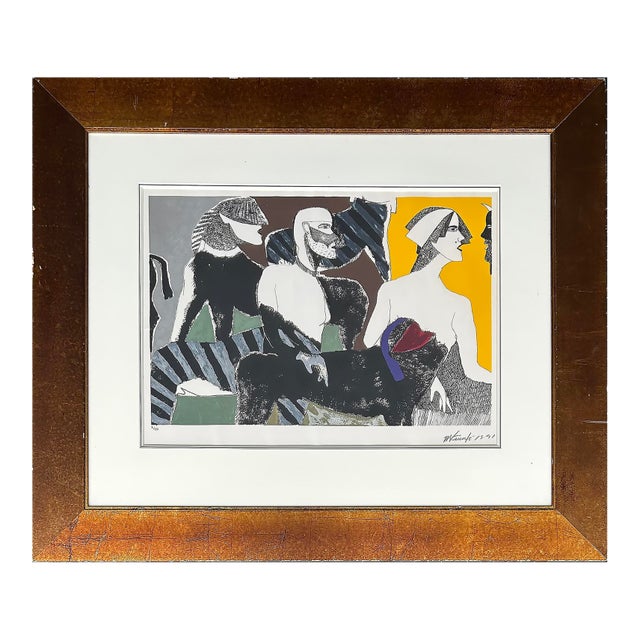 Lithograph on Paper by Artist Moises Finale, Signed, Dated 1991, Numbered #10/30 For Sale