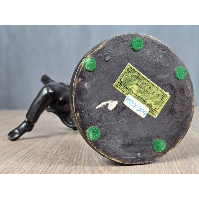 Metal 11.5" Maitland Smith Bronze Statue Boy Kicking Ball For Sale - Image 7 of 8