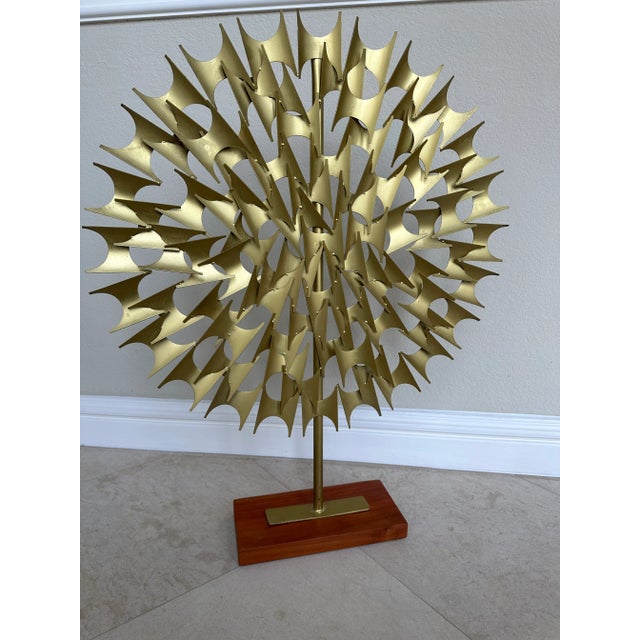 Vintage 31” Brutalist Metal Sunburst Objet in the Manner of Marc Weinstein For Sale - Image 9 of 12