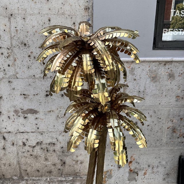 Metal Palm Trees Floor Lamp in Gilt Brass by Christian Techoueyres for Maison Jansen, France, 1970s For Sale - Image 7 of 18