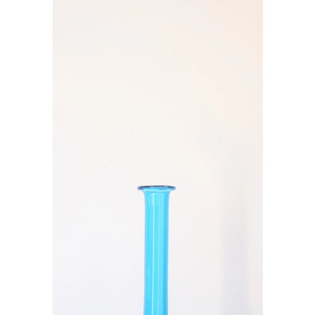 Glass Blue Empoli Glass Genie Bottle, Tuscany, 1960s For Sale - Image 7 of 10
