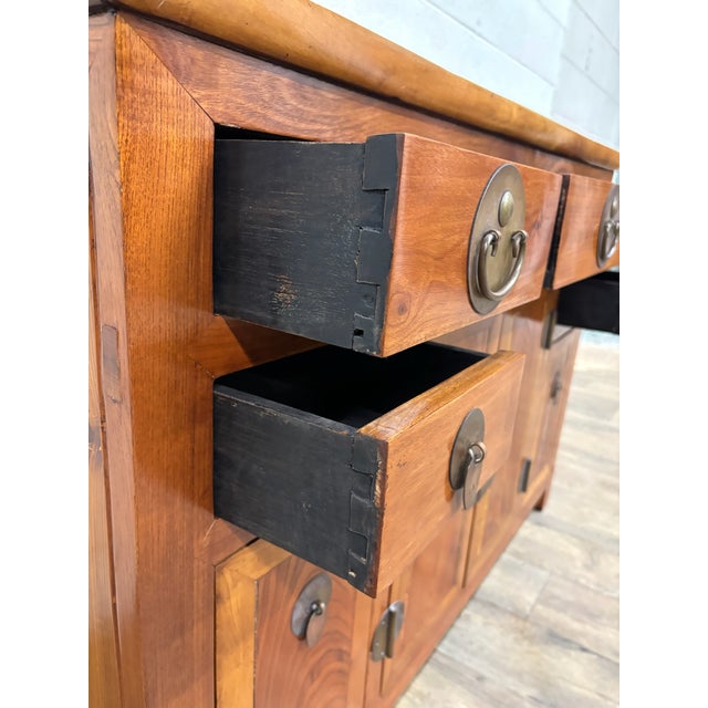 Vintage Qing Style Chinese Elm Sideboard Buffet Credenza For Sale - Image 11 of 18