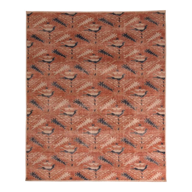 Rug & Kilim’s Distressed Ave Rug in Rust and Navy, 6x9 For Sale