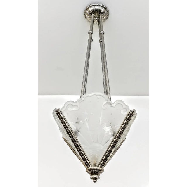 Art Deco French Art Deco Pendant Chandelier signed by Muller Ferers For Sale - Image 3 of 9
