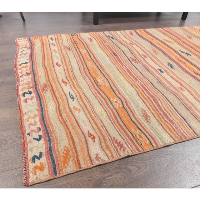 1970s Turkish Oushak Kilim Wool Rug For Sale - Image 4 of 8