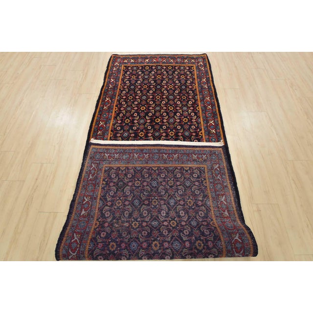 Mahal Runner 3’10” X 10’4” Blue Wool Vintage Tribal Hand-Knotted Oriental Rug For Sale - Image 13 of 14