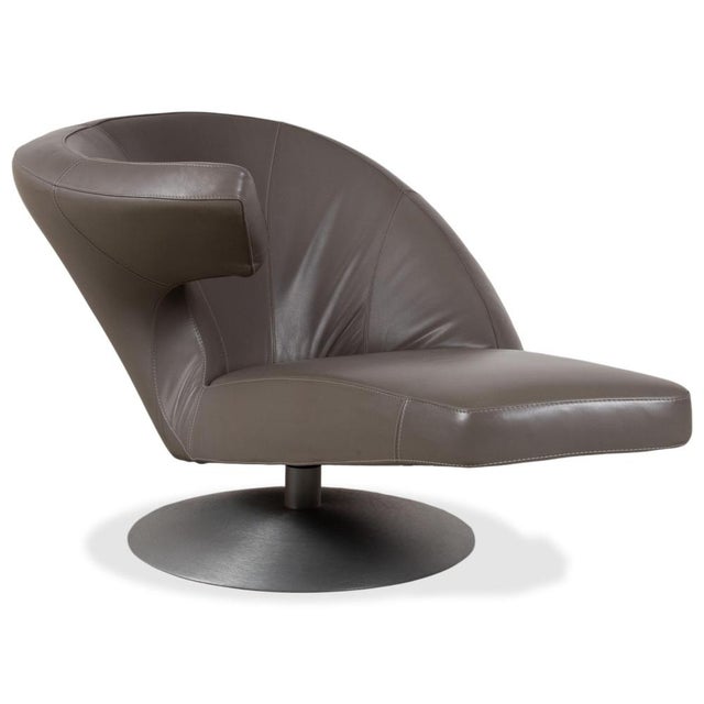 Parabolica Leather Armchair in Grey with Swivel Function by Leolux For Sale - Image 13 of 13