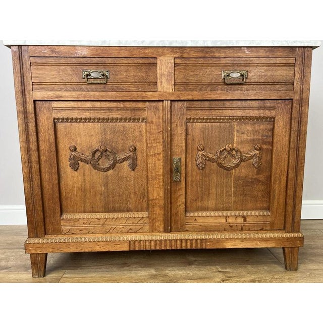 Antique French Marble Top Oak Sideboard For Sale - Image 9 of 17