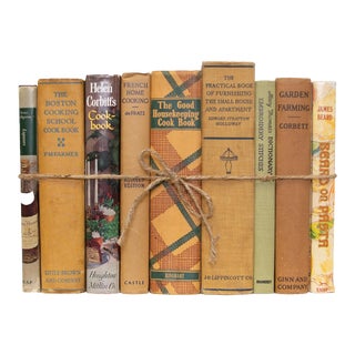Vintage Caramel Home and Garden Book Set- 9 Pieces For Sale