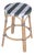 Tobias 24 in. Seat Height Round Rattan Backless Counter Stool, White/Navy Stripe/ Natural Rattan Frame For Sale