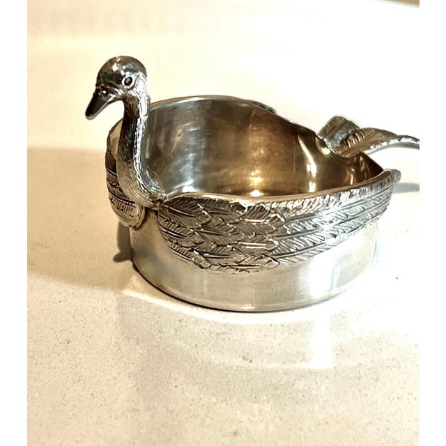 A Portuguese Mergulhao Hand Chased Silver Swan Ash Tray Salt Cellar Catch All For Sale - Image 9 of 9