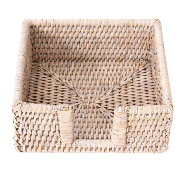 Boho Chic Artifacts Rattan Cocktail Napkin Holder For Sale - Image 3 of 5
