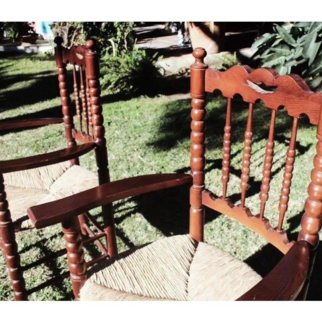 Set of Vintage High Throne Armchairs with Turned Legs and Acetate Seat, 1970s For Sale - Image 6 of 12