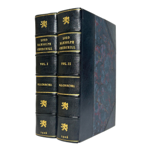 Early 20th Century Illustrated Leather Octavo Volume Set, Winston S. Churchill's Lord Randolph Churchill, First Uk Edition - 2 Books