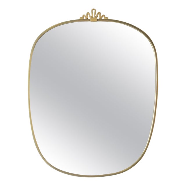 Brass and Glass Mirror attributed to Gio Ponti / E. Müller Glas, 1950s For Sale