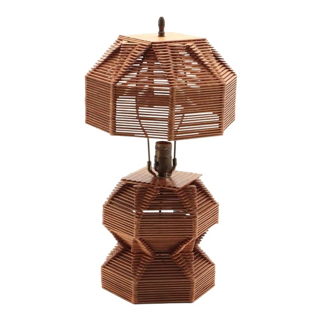 1950s Tramp Art Table Lamp For Sale