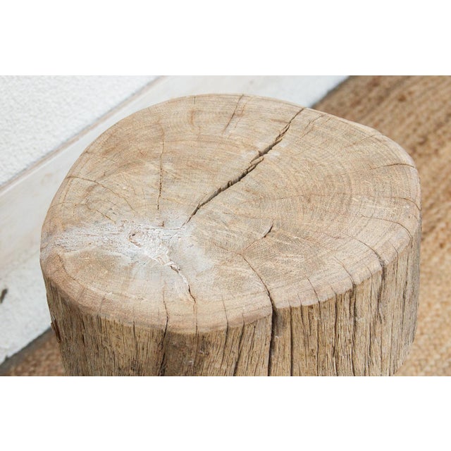 1990s Sun Bleached Log Wood Pedestal Table For Sale - Image 5 of 6