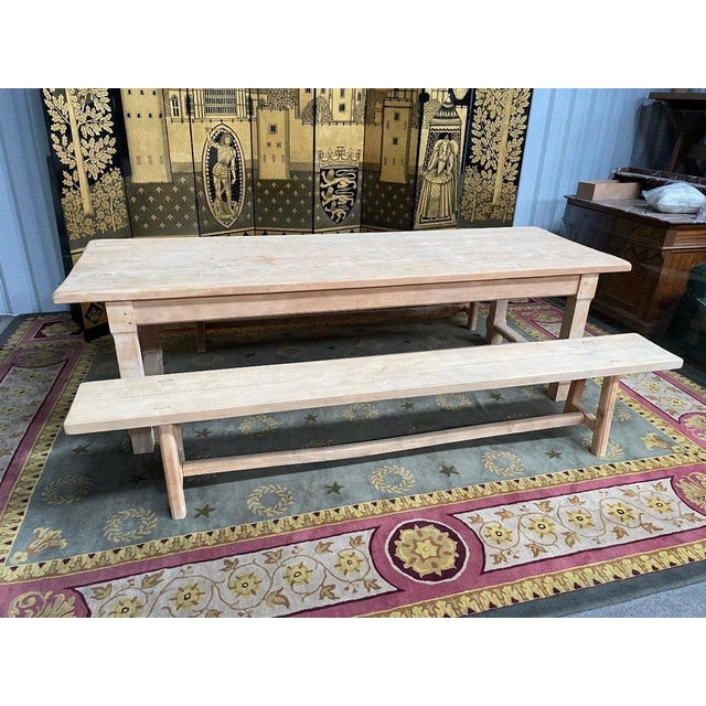 Beech Farm Table and Benches, Set of 3 For Sale - Image 5 of 10