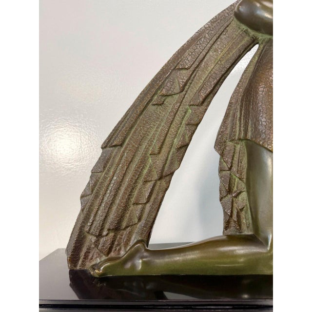 Demètre H. Chiparus, Art Deco Sculpture of Woman with Drapery, 1928, Bronze on Marble Base For Sale - Image 6 of 17