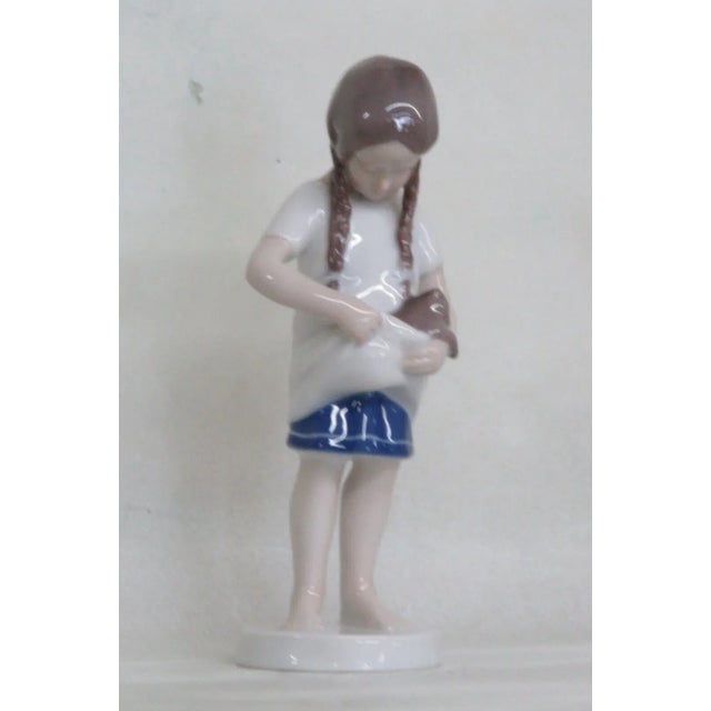 Bing and Grondahl Denmark 1779 Girl With Cat Kitten Porcelain Figurine For Sale - Image 11 of 11