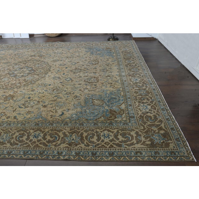 1970s Vintage Persian Handmade Wool Cotton Brown Area Rug For Sale - Image 9 of 11