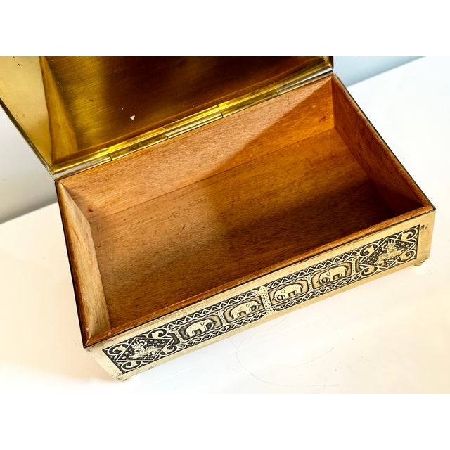 Brass Jewelry Box with Cedar Wood and Asian Motifs, Germany, 1950s For Sale - Image 10 of 18