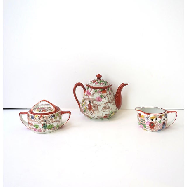 Mid 20th Century Japanese Porcelain Tea Coffee Set, Satsuma Art Nouveau Style, Mid-20th Century For Sale - Image 5 of 14