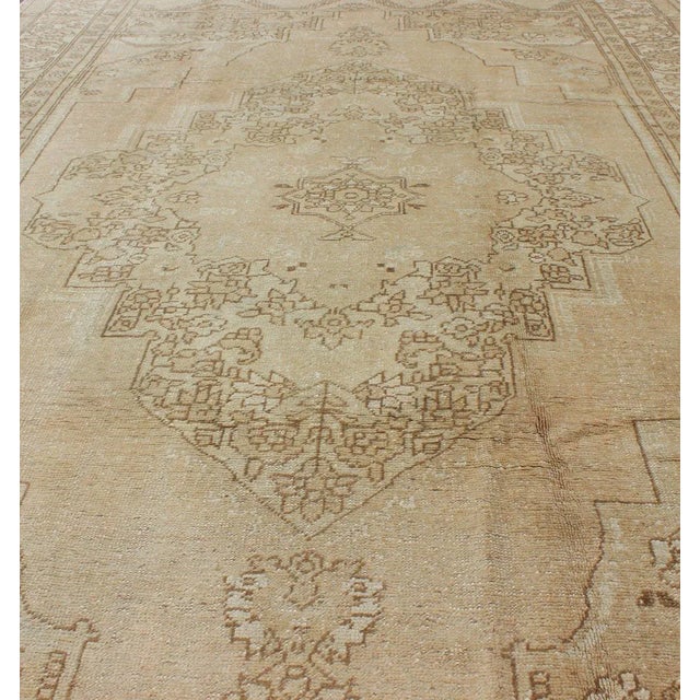 Floral Vintage Turkish Oushak Rug With Design in Ivory, Taupe, and Brown For Sale In Atlanta - Image 6 of 10