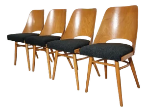 Dining Chairs by Radomir Hoffman for Ton, 1950s, Set of 4