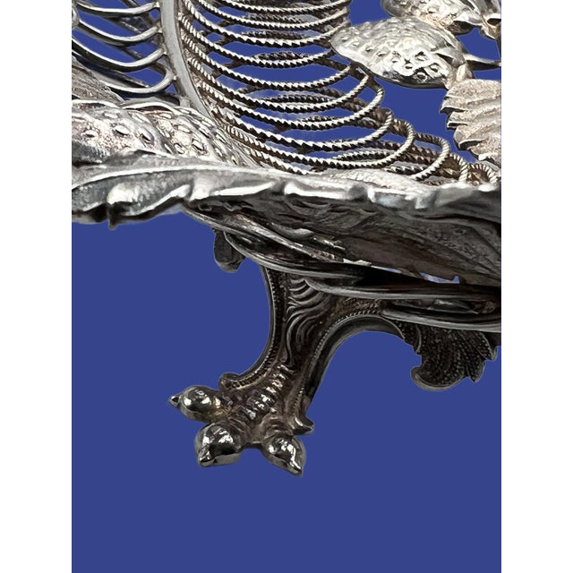 Silver Late 19th Century Victorian English Silver Plated Strawberry Silver Basket With Handle For Sale - Image 8 of 12
