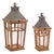 Rustic Wood and Iron Framed Lantern (Set of 2) For Sale
