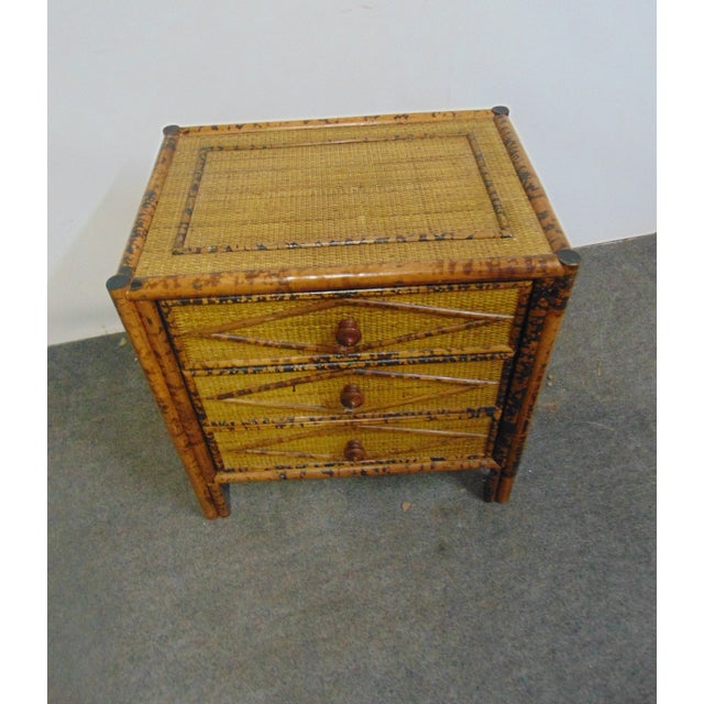 MidCentury Modern Style Burnt Bamboo Nightstand Chairish