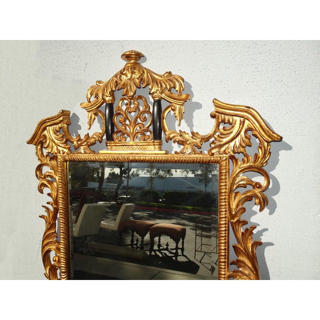Large 58" Tall Antique French Louis Baroque Giltwood Scrolled Wall Mantle Mirror For Sale - Image 4 of 8