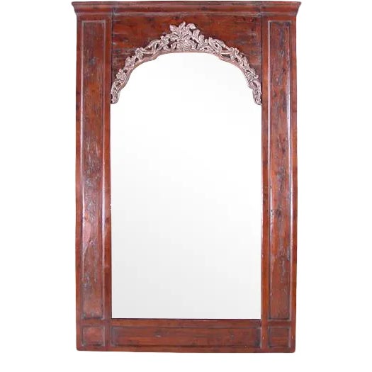 1990s Hand Carved Poplar and Walnut Italian Mirror For Sale