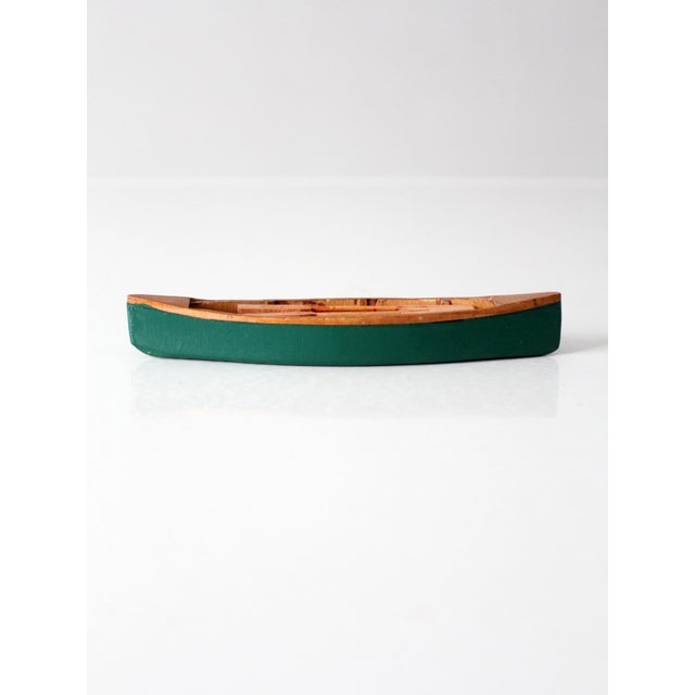 Green Mid-Century Handmade Wooden Canoe Model For Sale - Image 8 of 13