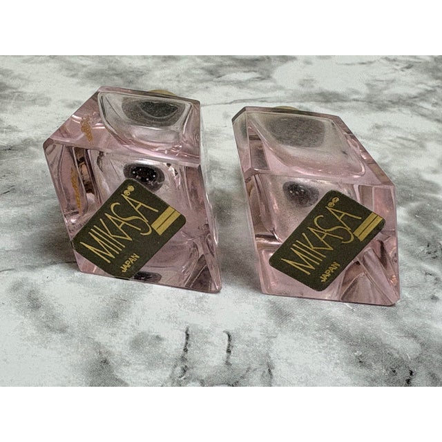 1970s Vintage Mikasa Pink Glass Salt & Pepper Shakers-a Pair For Sale - Image 5 of 9
