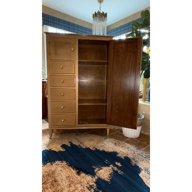 Vintage Gold Painted Wardrobe Cabinet For Sale - Image 4 of 4